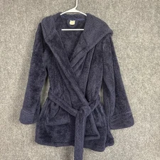 Jasmine and Ginger Robe Womens Size S Blue Short hooded Pockets