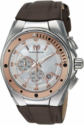 TechnoMarine Manta Women's 37mm Rose Gold Leather Chronograph Watch TM-216003