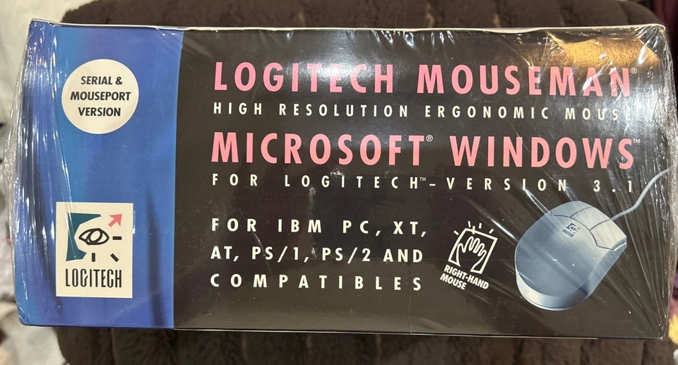 Logitech Mouseman Microsoft Windows 3.1 Right Hand Mouse Combo 1992 Vintage NIB - Image 2 of 4