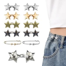 10 Set Pant Waist Tightener Star Buttons Pins for Loose Jeans Reusable Waist