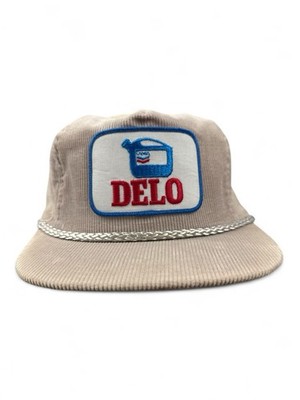 Vintage Chevron Delo Corduroy Rope Large Patch Snapback Tan Hat Cap