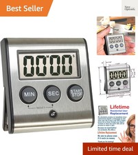 Elegant Stainless Steel Digital Kitchen Timer eT-23 - Large Display & Loud Alarm