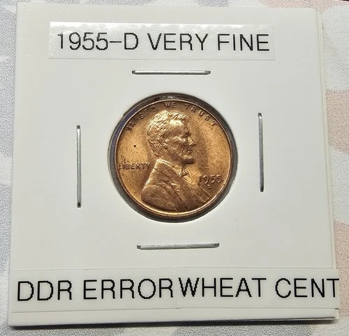 🗯Error 1955-D Very Fine Lincoln Wheat Cent With DDR On "E PLURIBIS UNUM"🗯