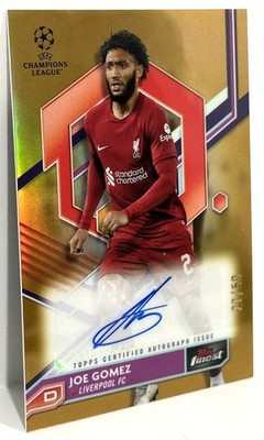 2022-23 Topps Finest UCL Liverpool Joe Gomez Auto Gold Refractor