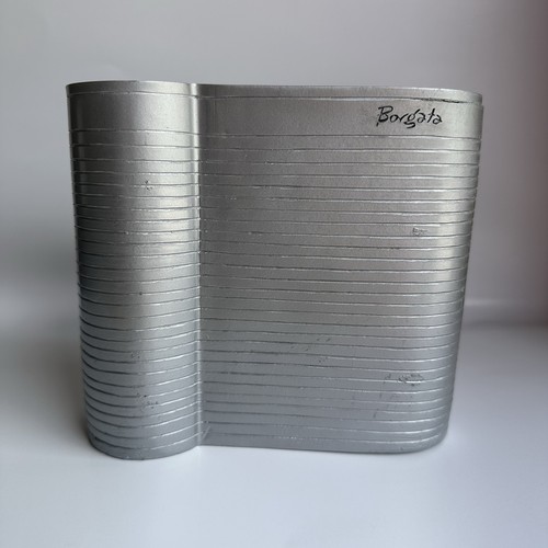 Borgata Atlantic City Casino Piggy Bank Silver Tone Modernist Coin Bank VTG Rare