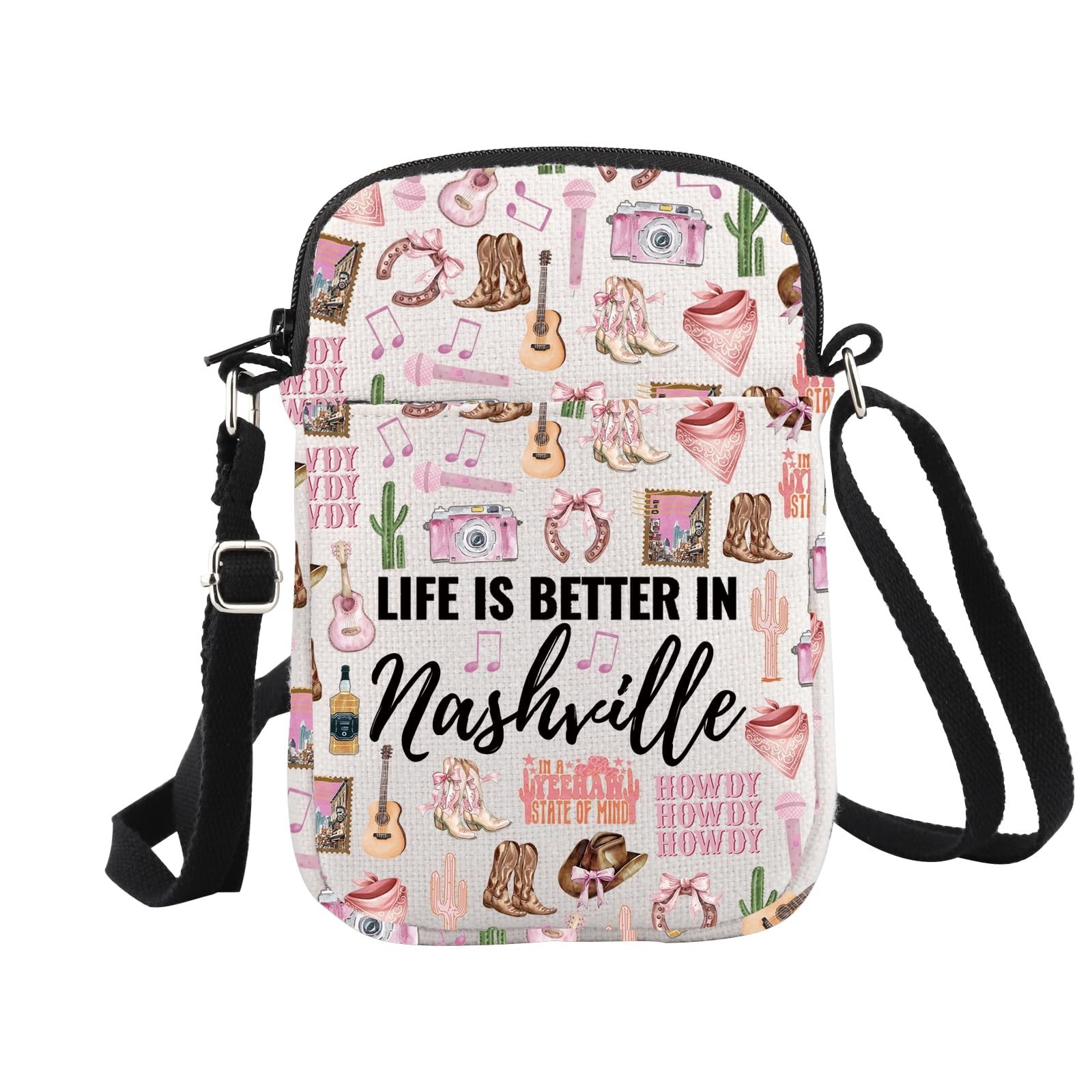 WCGXKO Nashville Travel Gift Life Is Better In Nashville Crossbody Bag Nashvi...