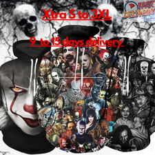 Hoodies Horror Scary Movies Graphic Chuky Scream Jigsaw Freddy Jason Pennywise