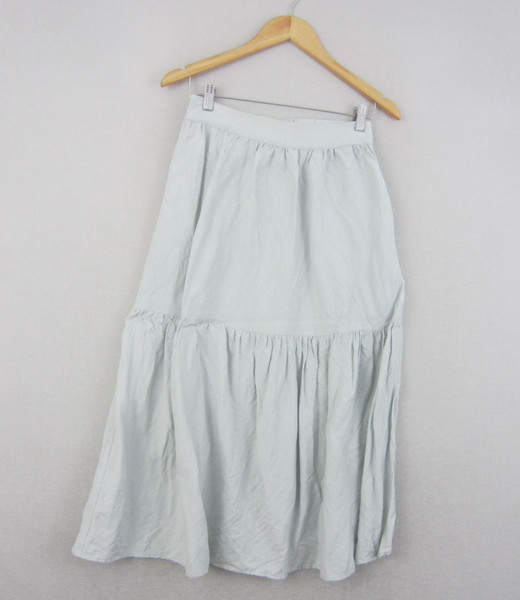 Preview Skirt Womens 8 Extra Small Green Linen Midi Tiered Peasant Boho Coastal