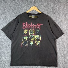 Vintage 2001 Slipknot Faded Distressed Thrashed Tour Tee Black Nu Metal Rock USA