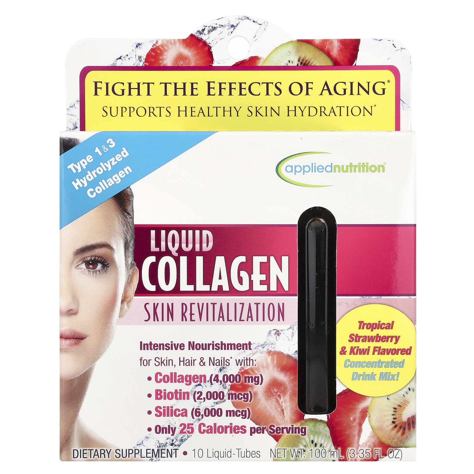 Liquid Collagen, Skin Revitalization, Tropical Strawberry & Kiwi, 10