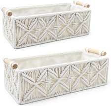 Woven Storage Basket, Toilet Tank Rack Storage Basket, 2-Piece Set - White