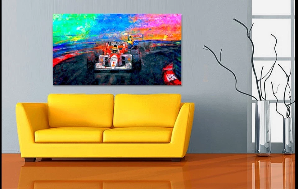 Arte de carreras de automóviles Ayrton Senna Monaco 1992 MP4 McLaren F1 impresiones limitadas en lienzo Foto 2 de 3