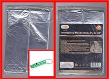 2 Emergency Thermal Aluminum Polyethylene Blanket 36 x 78 Free Emergency Whistle