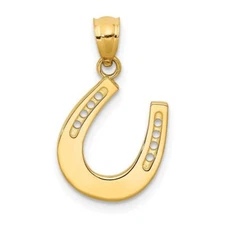 14K Yellow Gold Polished Horseshoe Pendant Perfect Gift for Her