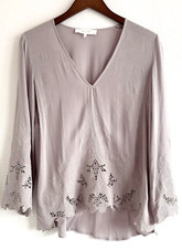 ASTR The Label Shirt Women's Size  XS Embroidered Bell Sleeve Tunic Blouse Top
