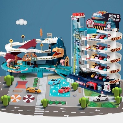 Electric Rail Car Dinosaur Building Parking Lot Adventure Racing Toys Children
