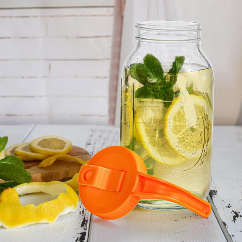 2 Pack Wide Mouth Half Gallon Glass Mason Jar Pitcher with Handle Lids, 64Oz Wat - Picture 6 of 12
