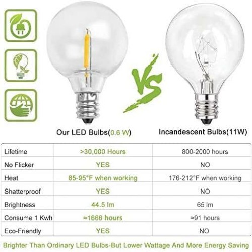 50ft Outdoor LED String Lights Decor Lights Patio Garden Wedding Party G40 - Bild 4 von 7