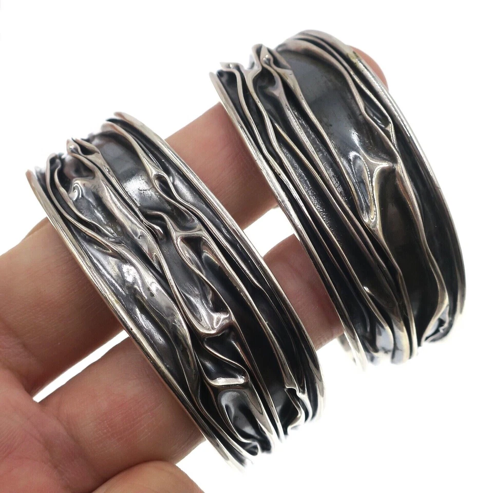 SILPADA 工匠纯银波浪压边袖口手链 6.25 英寸 — 第 3/3 张图片