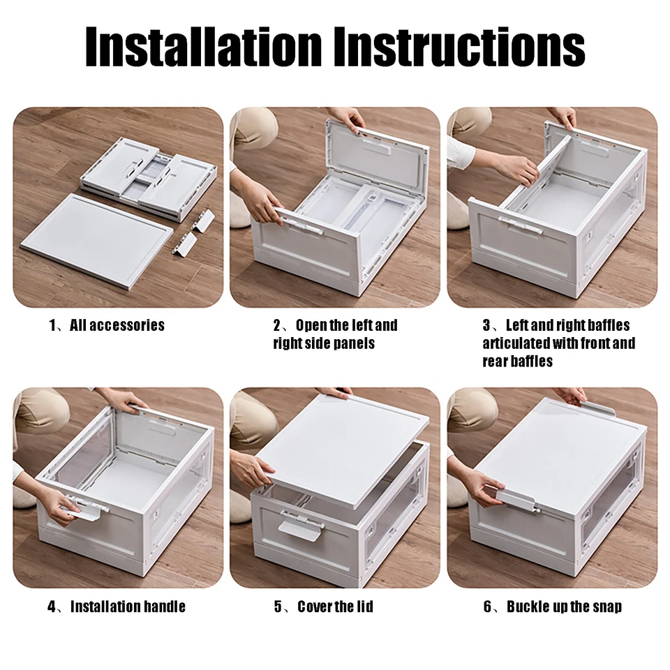 3* 45L Stackable Plastic Storage Bins With Lids, For Living Room, Study, Bedroom - Image 4 of 4