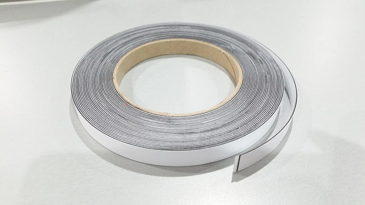 MAGNETIC RECEPTIVE Ferrous Tape Self Adhesive White face strip