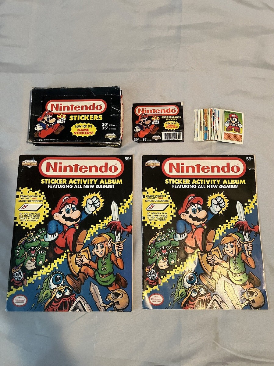 1989 Nintendo Sticker Box and Album Book - Diamond Complete Mario