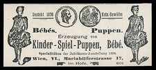 Alte Reklame Werbung 1900 B&eacute;b&eacute;s Kinder Spiel-Puppen B&eacute;b&eacute; Wien Mariahilferstrasse
