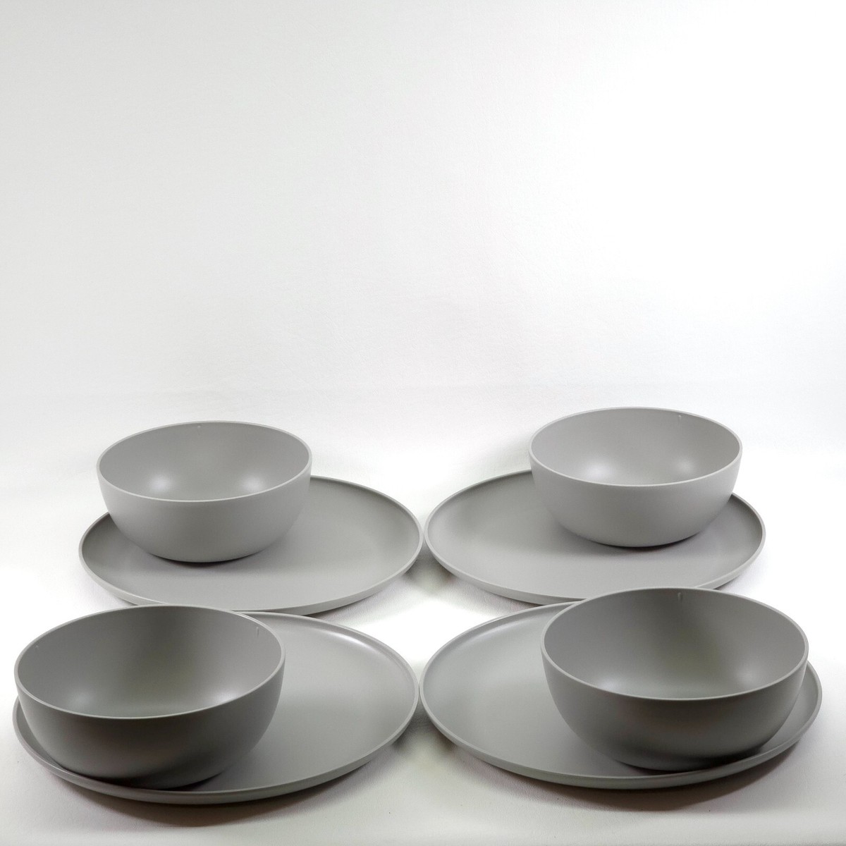 Target Basic Plastic Bowls And Dinner Plate Place Settings Round Grey NEW