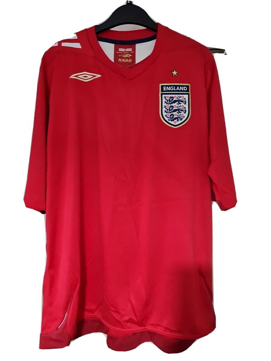 古着 UMBRO England アウェイ半袖 UKサイズXL ENGLAND UMBRO RED 04-06 AWAY SHIRT XL | eBay UK