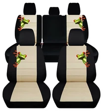 Custom fit Front+Rear car seat covers blk-beige fits  Jeep Renegade 2015-2019