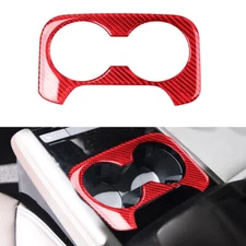 Red Carbon Fiber Rear Water Cup Holder Panel Frame Cover For Mazda CX-9 16-20