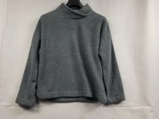 Jane and Bleecker Sherpa Gray Fleece Pullover Long Sleeve High Neck M See Sleeve