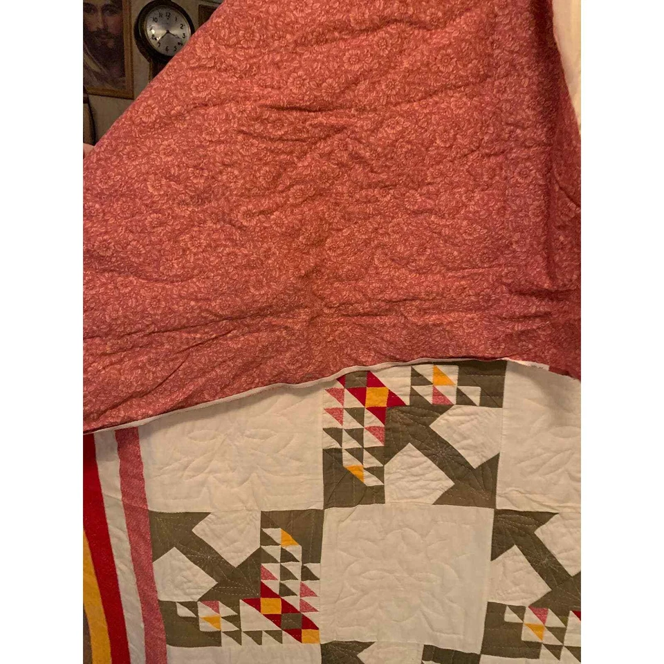 Vintage Tree Of life Twin / Throw Quilt -Hand Pieced / Hand Quilted FRAGILE - Image 4 of 4