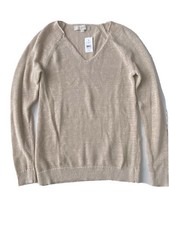 Loft V-neck Sweater Size XXS Beige Cotton  Lo...