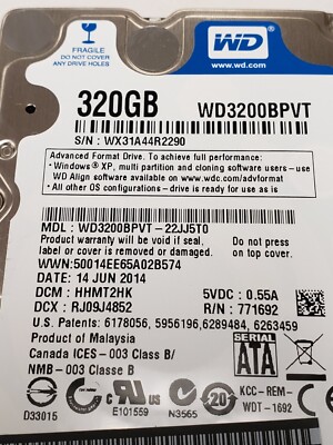 Western Digital Scorpio Blue 320GB SATA 3.0Gb/s 2.5