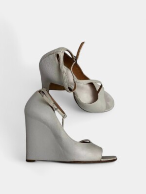 Maison Margiela Wedge Sandals Leather Beige EU 37 US 6 Made In Italy