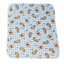 Disney Winnie The Pooh & Tigger Green/Blue Plaid Baby Receiving Fleece Blanket