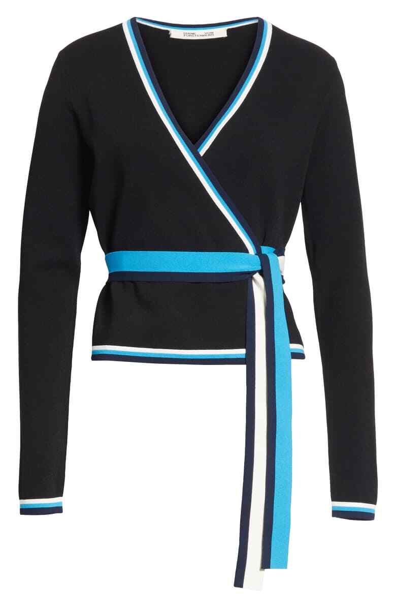 DIANE VON FURSTENBERG LONG SLEEVE WRAP CARDIGAN SWEATER sz XXS