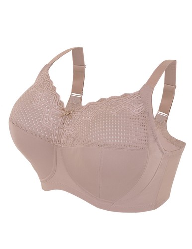Glamorise COMFORT LIFTING Support Bra 48F Soft~Geometric~Lace WIRELESS Taupe NEW - Picture 13 of 24
