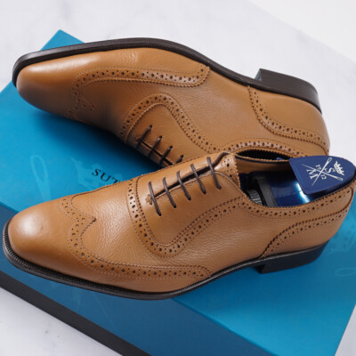 Sutor Mantellassi men\'s British tan wing tip Oxford shoes SUTOR MANTELLASSI Brown Leather Wingtip Oxford Dress Shoes  main image 3