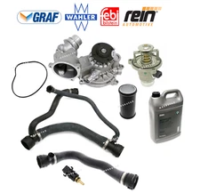Water Pump Thermostat Upper Lower Hose Sensor Coolant Kit OES For BMW 750i 750Li