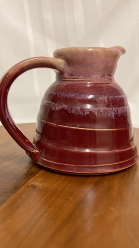 Vintage Small Pitcher, signed by T. Puterbaugh Gill, Burgundy/Pink Glaze. - Video 1 of 1