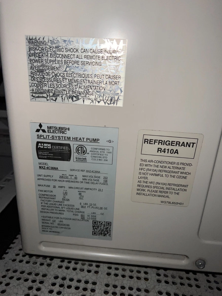 Mitsubishi Split System Heat Pump MXZ-4C36NA R410A 208V and MSZ-GE12NA-9  PACKAGE | eBay