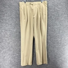 Daniel Cremieux Dress Pants Men 35*32 Beige Mid Rise Pleated Straight Pockets