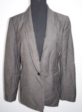 Calvin Klein Charcoal Gray Plaid Stripe Jacket Blazer Suit Coat Womans Sz 6