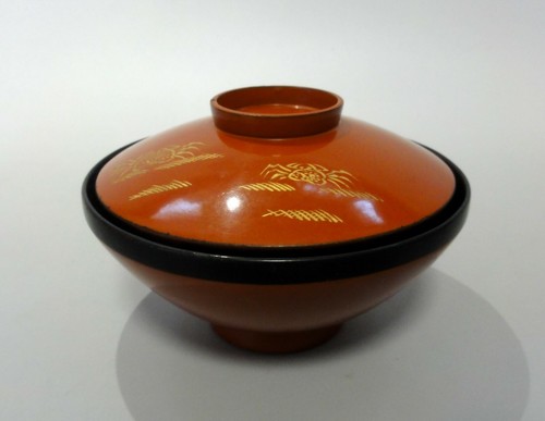 k#42 Japanese MEIJI Lacquerware w/ CHINKIN Soup Bowls OWAN / Crab - 第 1/7 張圖片