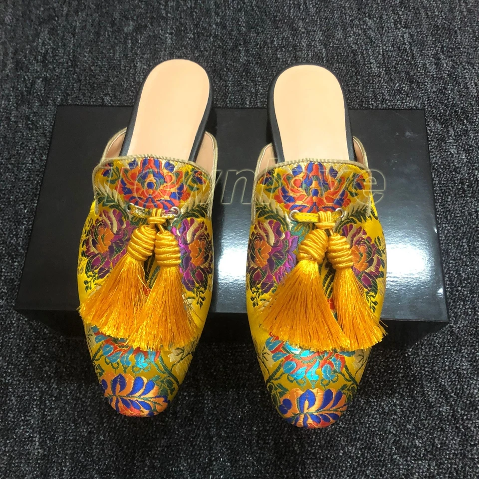 Zapatos mocasines informales sin cordones para conducir impermeables planos bordados con cuña para hombre Foto 3 de 4