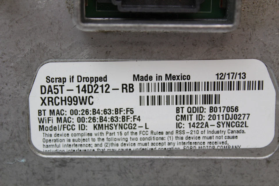 Lincoln MKZ DA5T-14D212-RB 2014 14 módulo de control sincronizado de comunicación Foto 2 de 3