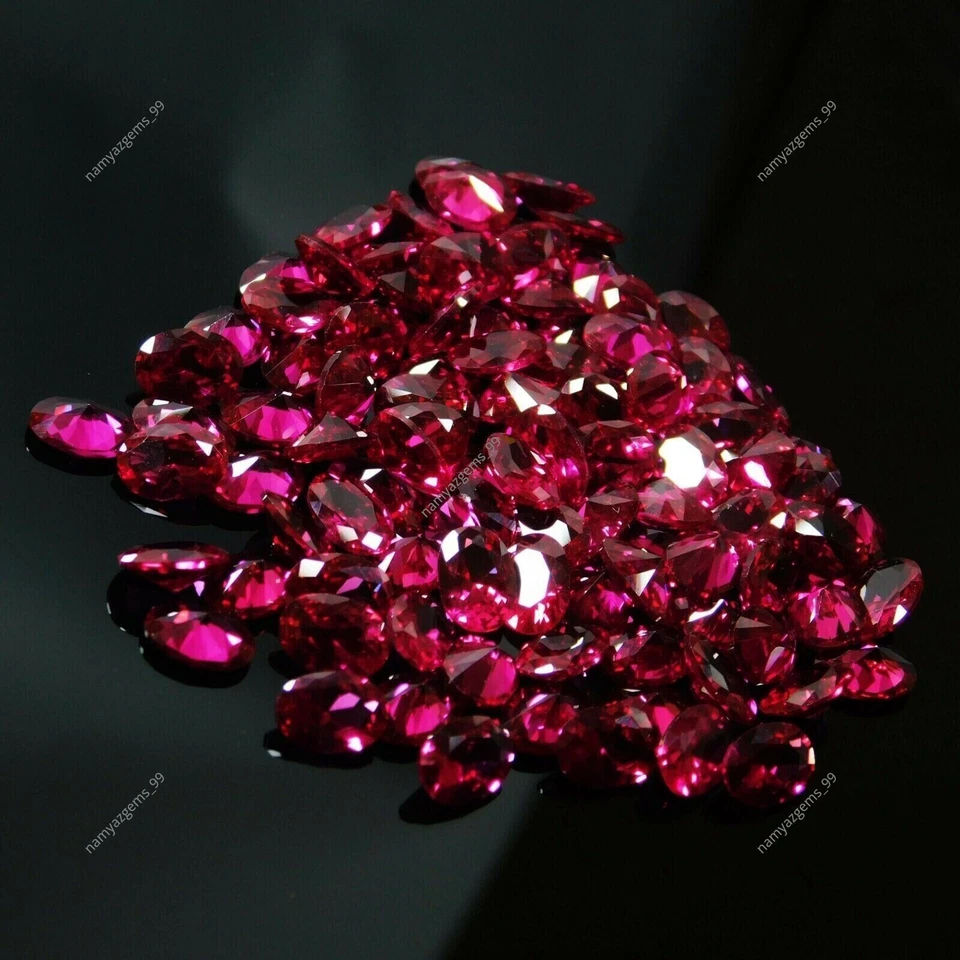 50 pcs Natural Red Ruby Gemstone Certified Mogok Oval Shape 7 x 5 MM Lot - Image 3 of 4