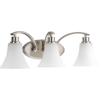 Progress Lighting Joy 3 Light 22 inch Bathroom Vanity Brushed Nickle Glass Shade